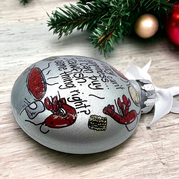 Cajun Christmas Cheer: Crawfish & Happiness Ornament! Custom Personalized Gift - Picture 7 of 10